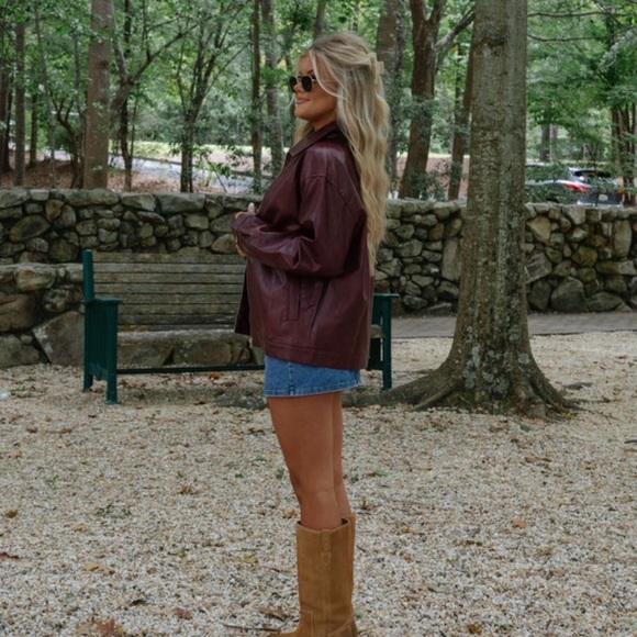 These Three Boutique Marleigh Faux Leather Jacket Cherry Small SOLD OUT - Picture 2 of 13